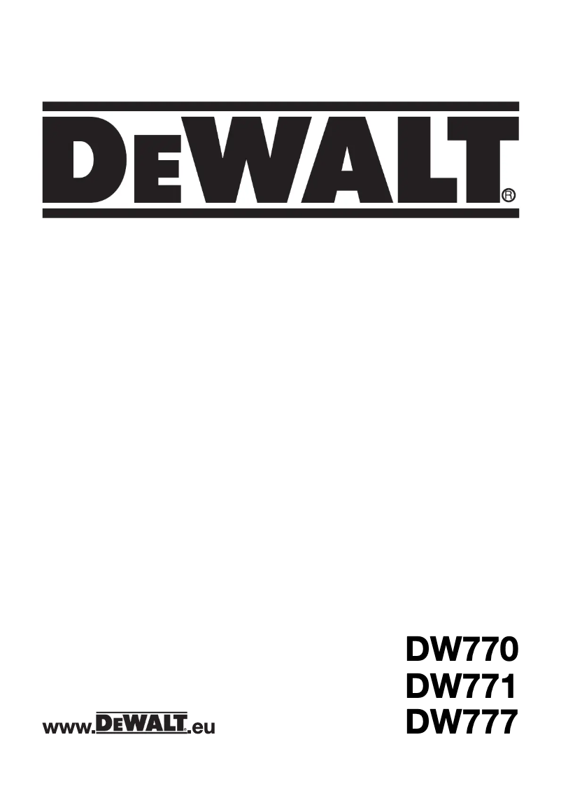 Page n°1 - Manuel utilisateur DeWalt DW771