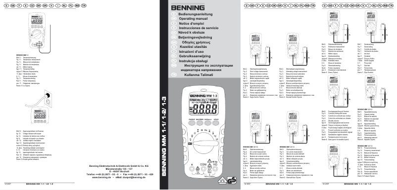 Page 1 de la notice Manuel utilisateur BENNING MM 1-1