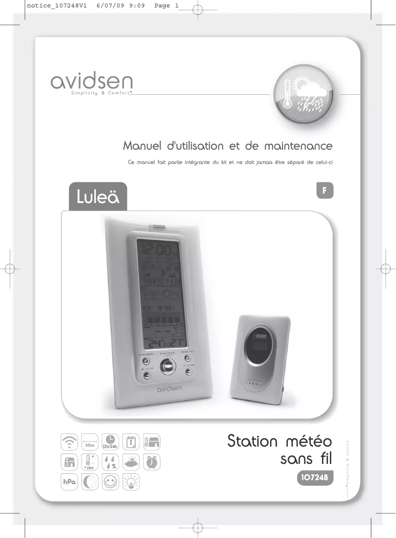 Page 1 de la notice Manuel utilisateur Avidsen Lulea 107248