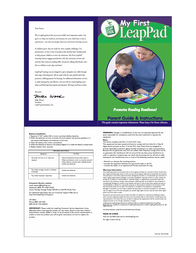 Page n°1 - Manuel utilisateur Leap Frog My First LeapPad