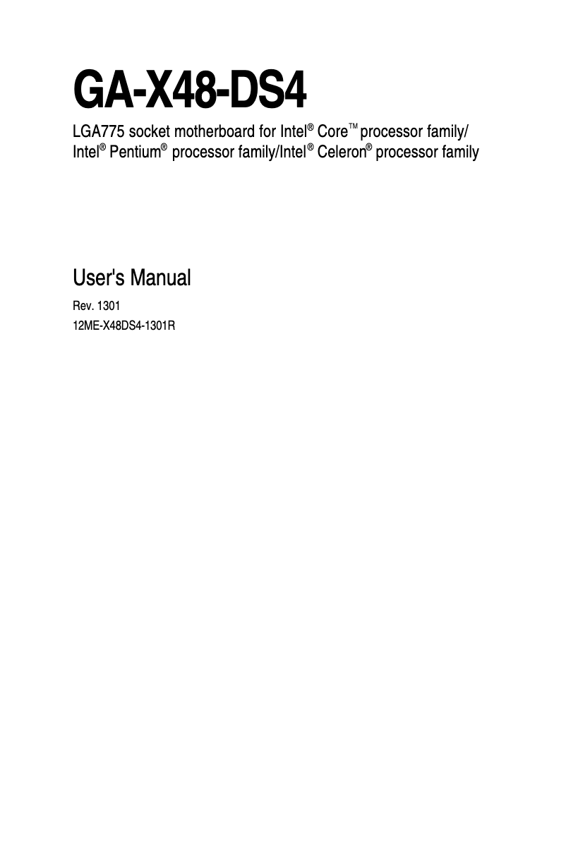 Page n°1 - Manuel utilisateur Gigabyte GA-X48-DS4