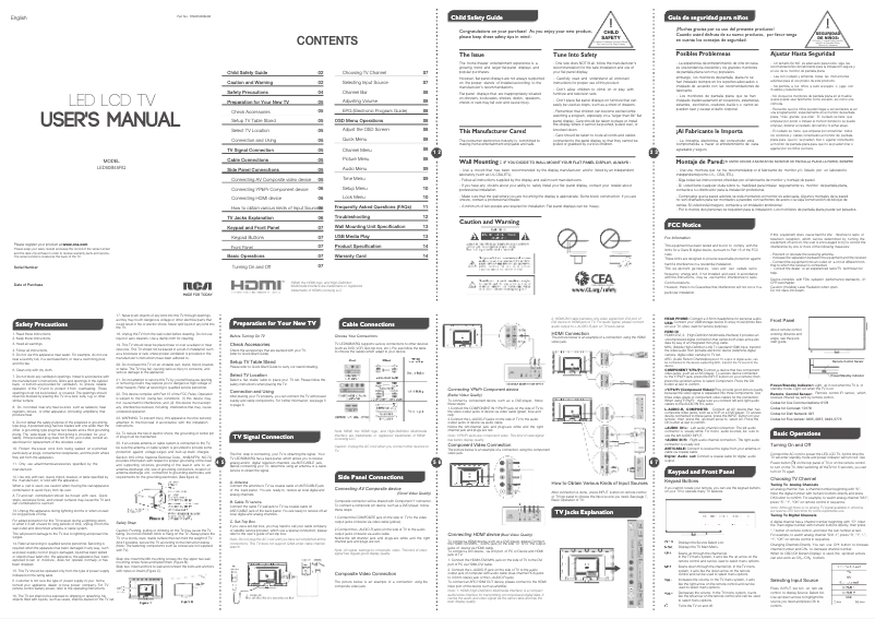 First page image of the manual for LED50B45RQ