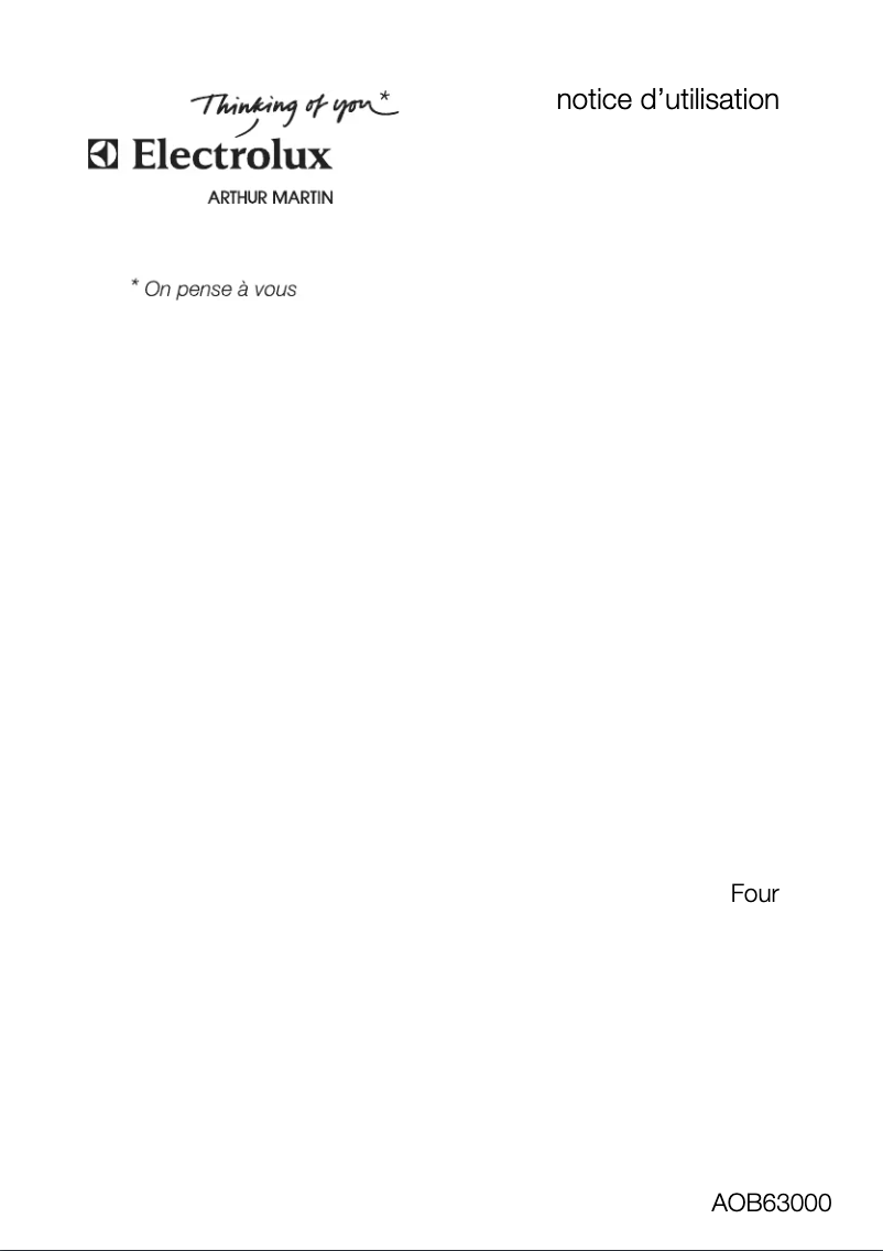 Page 1 de la notice Manuel utilisateur Arthur Martin-Electrolux AOB 63000 W