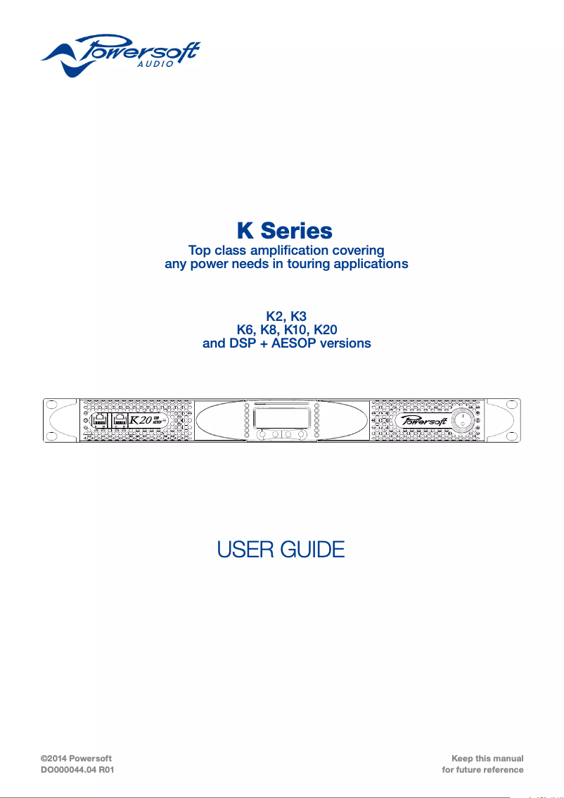 Page 1 de la notice Manuel utilisateur Powersoft K2