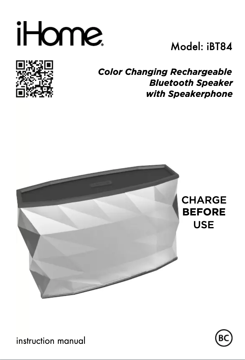 Page n°1 - Manuel utilisateur iHome iBT84