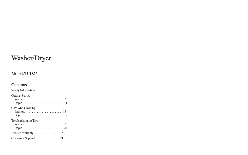 Image de la première page du manuel de l'appareil XUD27
