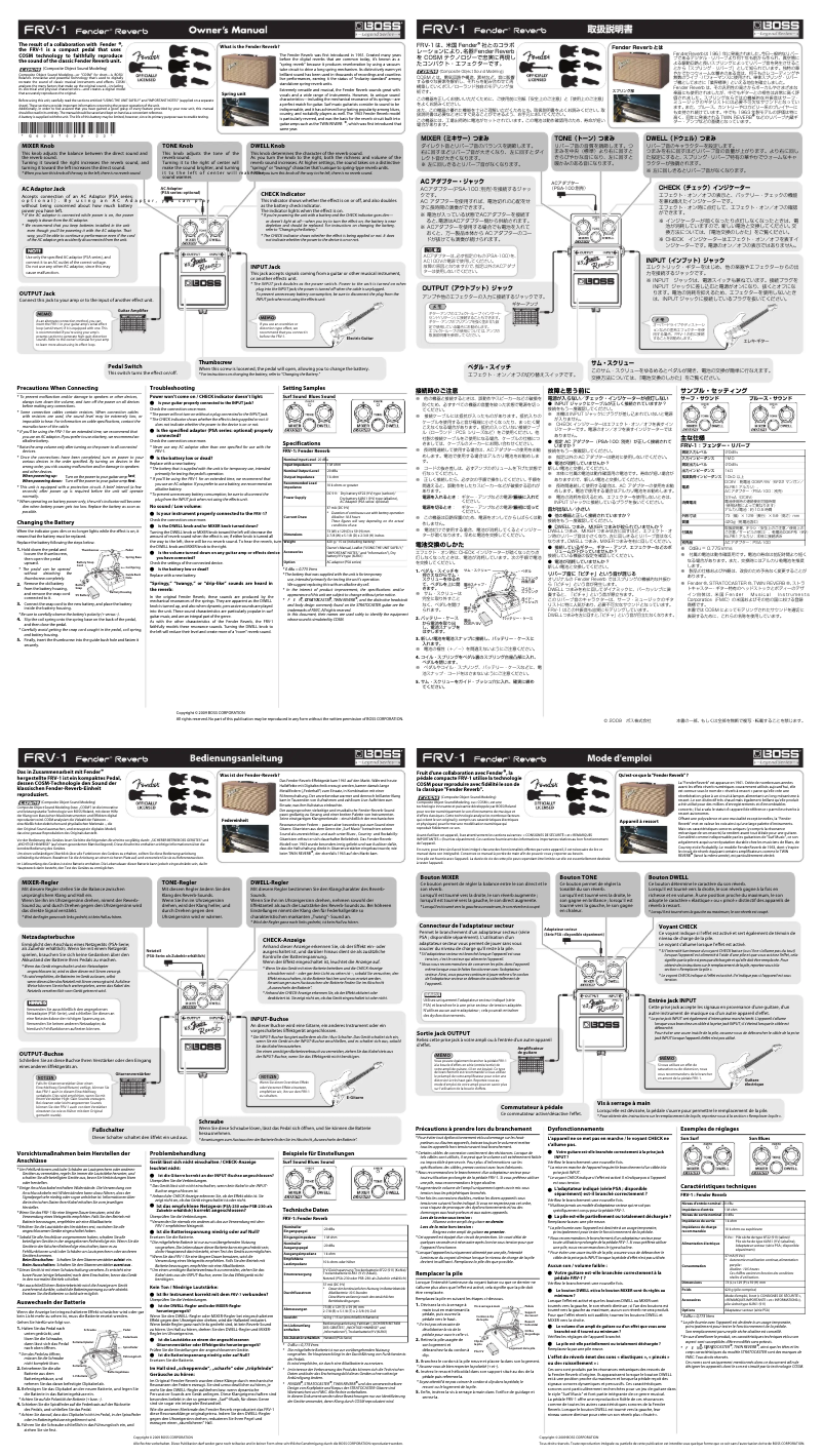 Page n°1 - Manuel utilisateur Boss Fender Reverb FRV-1