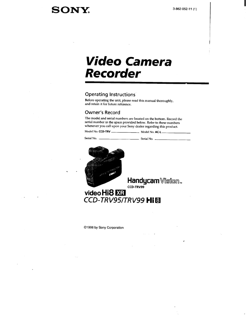 Page 1 of the manual User Manual Sony CCD-TRV99