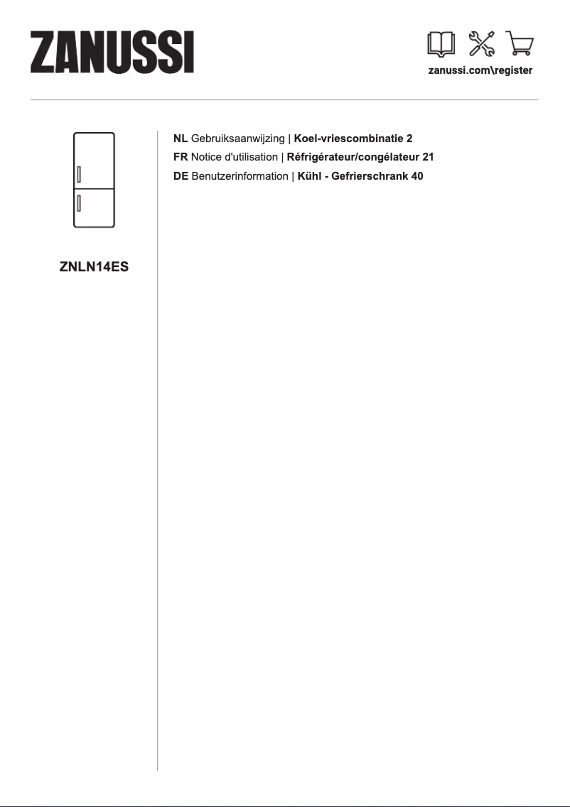 Page 1 de la notice Manuel utilisateur Zanussi ZNLN14ES