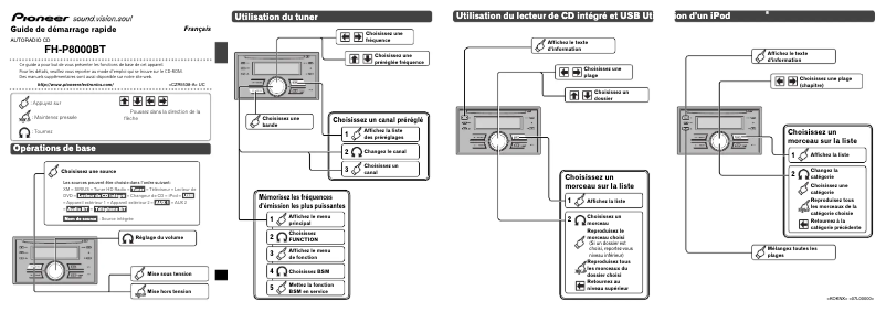 Page n°1 - Guide de démarrage rapide Pioneer FH-P8000BT
