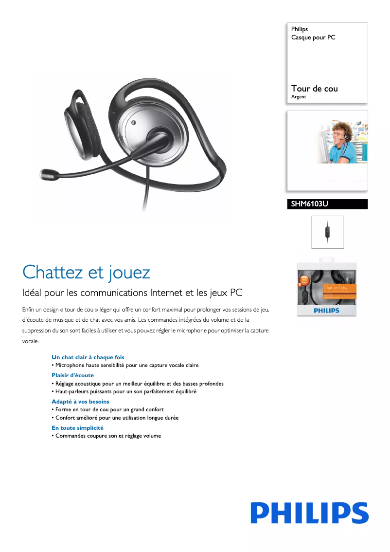 Page n°1 - Fiche technique Philips SHM6103U