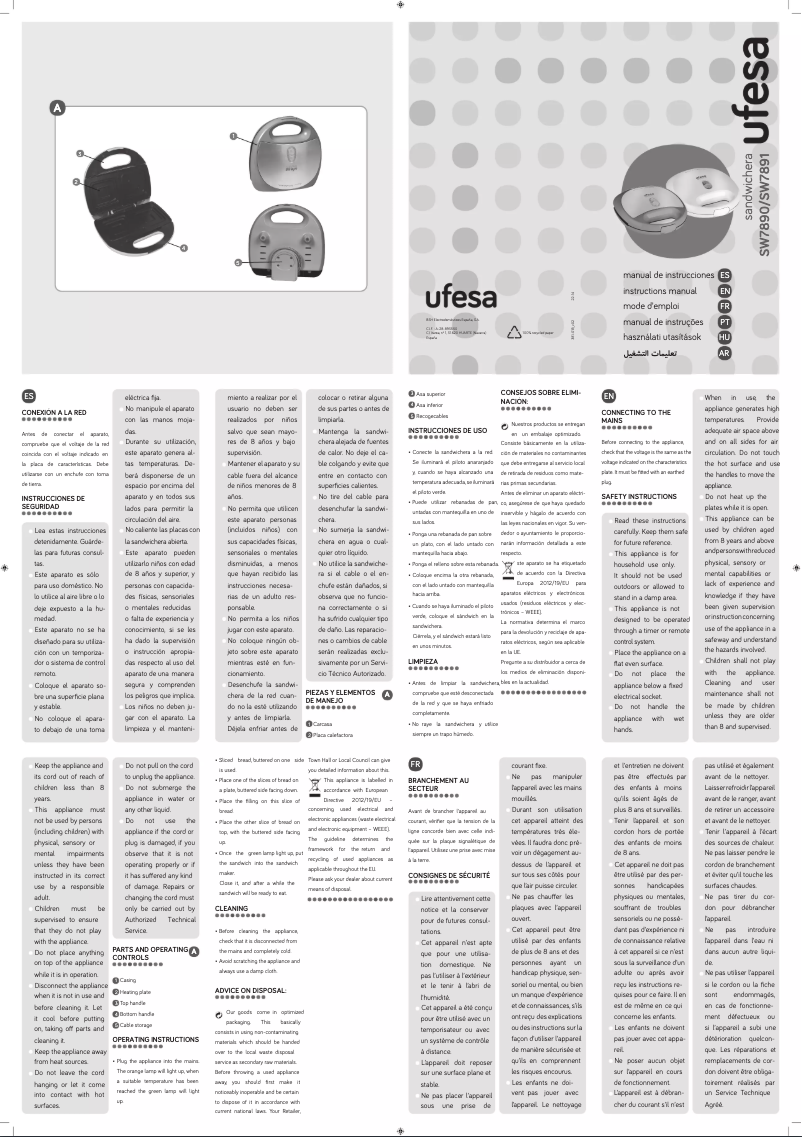 Page 1 de la notice Manuel utilisateur Ufesa SW7891