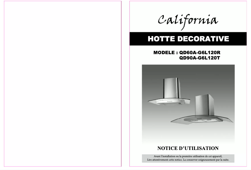 Page 1 de la notice Manuel utilisateur California QD90A-G6L120T