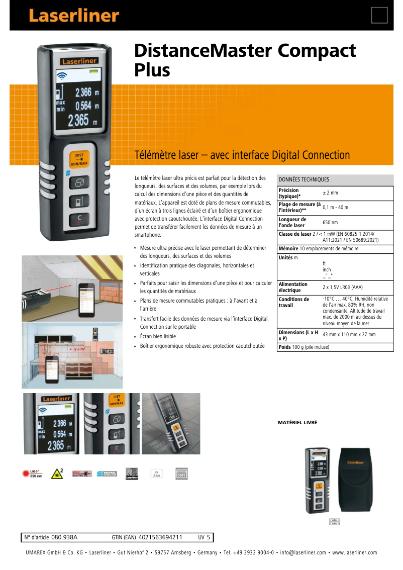 Image de la première page du manuel de l'appareil DistanceMaster Compact Plus