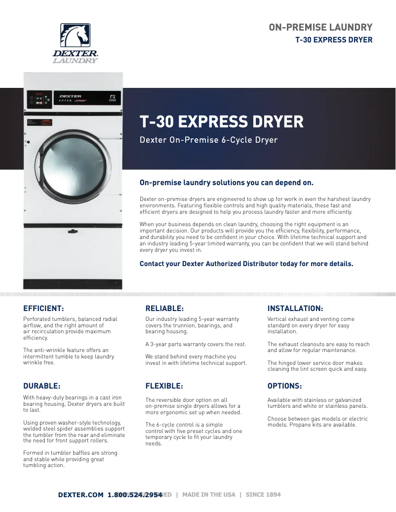 Page n°1 - Fiche technique Dexter Laundry T-30