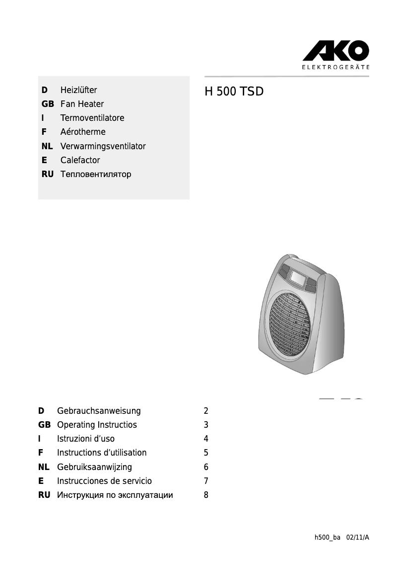 Image de la première page du manuel de l'appareil H 500 TSD