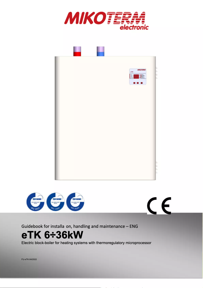 Image de la première page du manuel de l'appareil eTK 6÷36kW