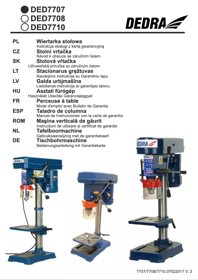 Page 1 of the manual User Manual DEDRA DED7707