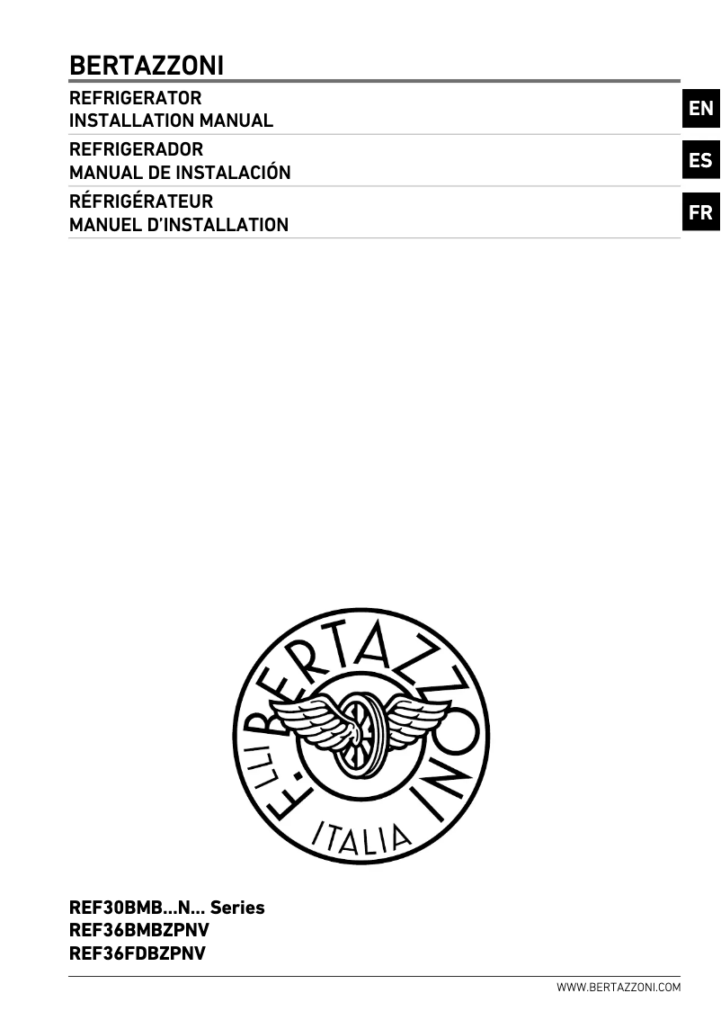 Página 1 del manual Guía de instalación Bertazzoni REF36FDBZPNV