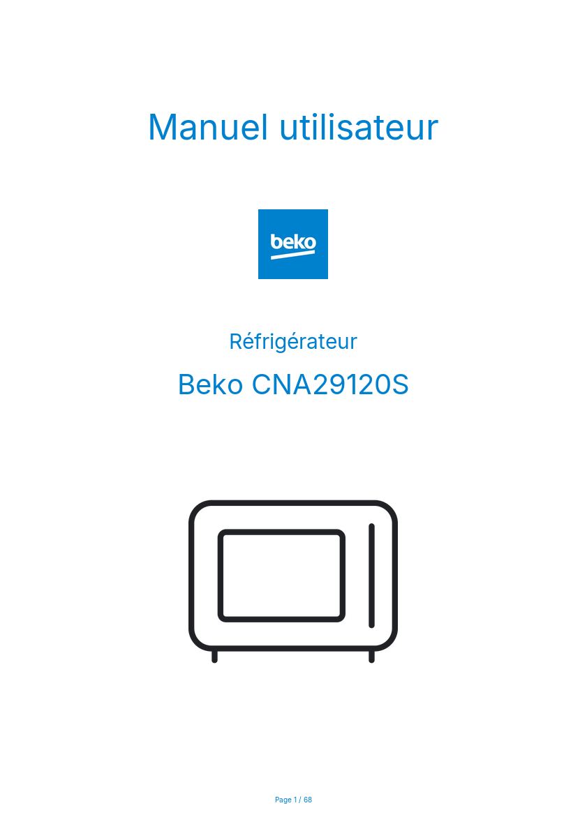Page n°1 - Manuel utilisateur Beko CNA29120S