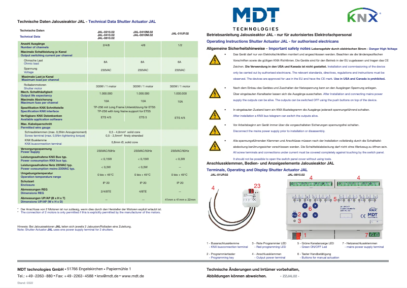 Image de la première page du manuel de l'appareil JAL-01UP.02