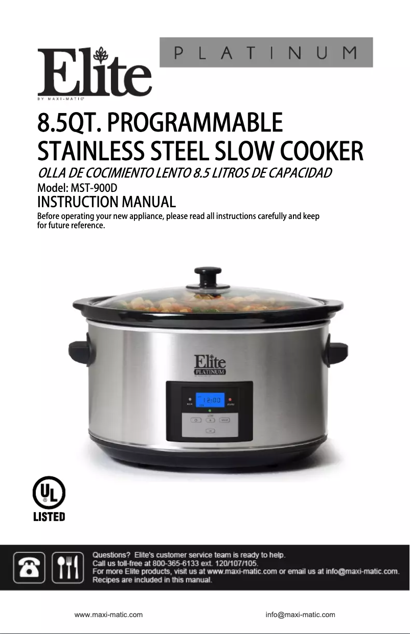 Page n°1 - Manuel utilisateur Elite Platinum MST-900D