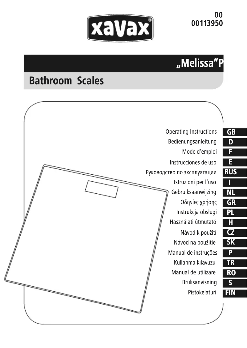 Page n°1 - Manuel utilisateur Xavax Melissa