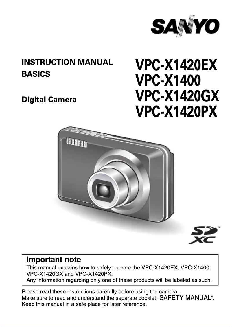 Page n°1 - Manuel utilisateur Sanyo VPC-X1420