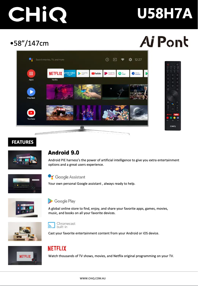 Page 1 de la notice Fiche technique CHiQ U58H7A