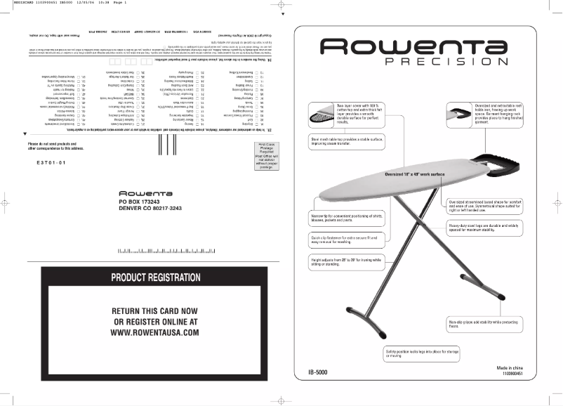 Page n°1 - Manuel utilisateur Rowenta Pro Comfort