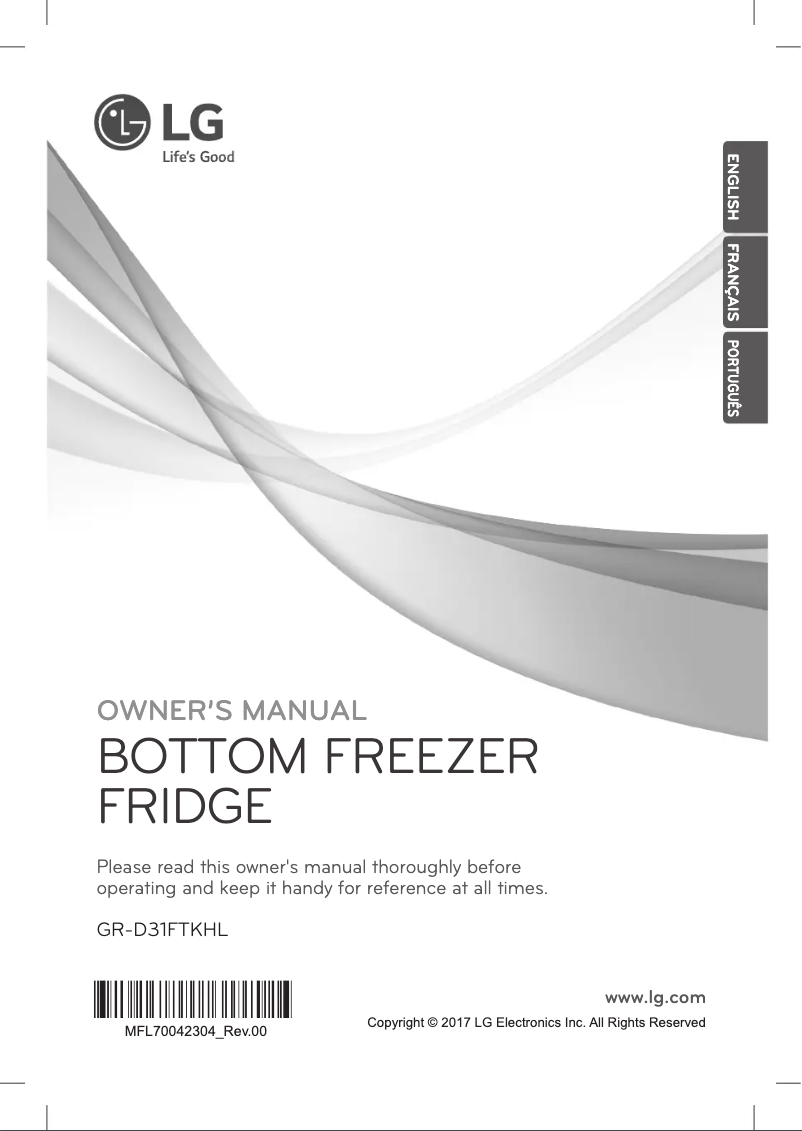 Page 1 de la notice Manuel utilisateur LG GR-D31FTKHL