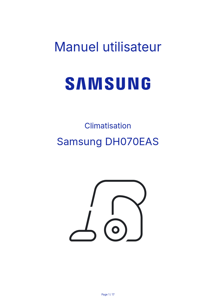 Page n°1 - Manuel utilisateur Samsung DH070EAS
