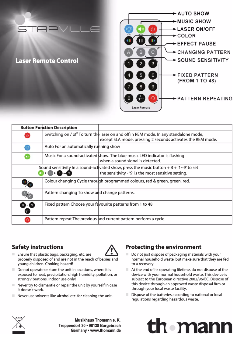 Image de la première page du manuel de l'appareil Laser Remote