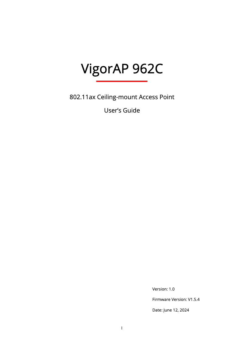 Image de la première page du manuel de l'appareil VigorAP 962C