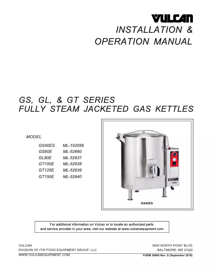 Page n°1 - Manuel utilisateur Vulcan GT150E