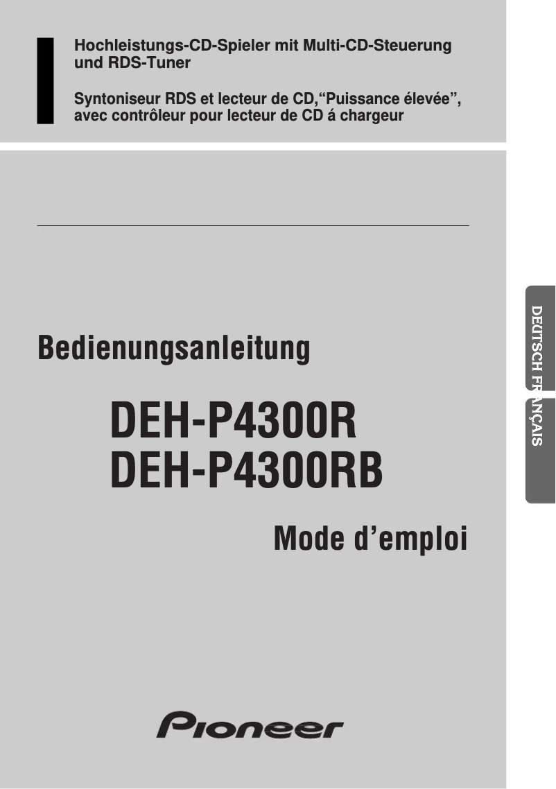 Page n°1 - Manuel utilisateur Pioneer DEH-P4300RB