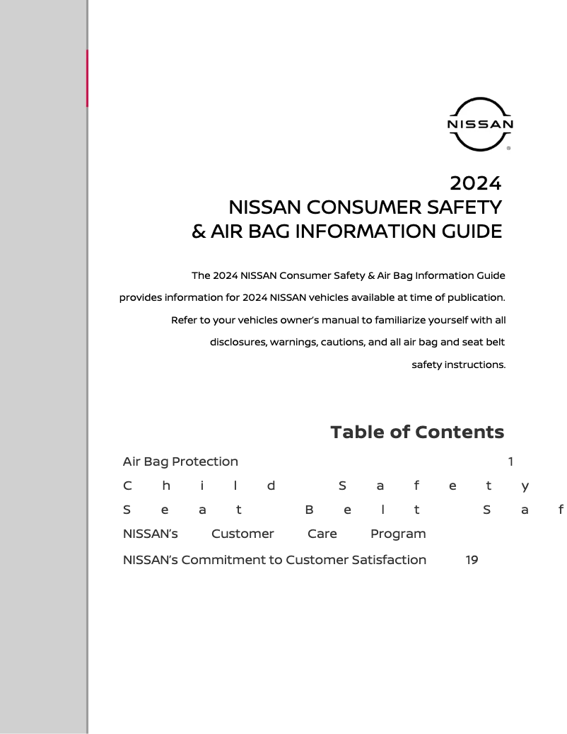 Página 1 del manual Instrucciones de seguridad Nissan Rogue (2024)