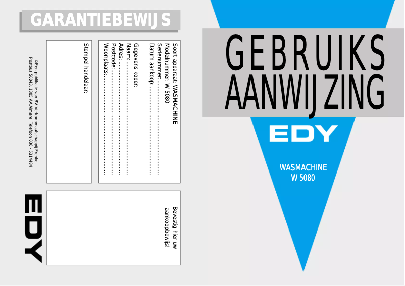 Page 1 de la notice Manuel utilisateur Edy W 5080