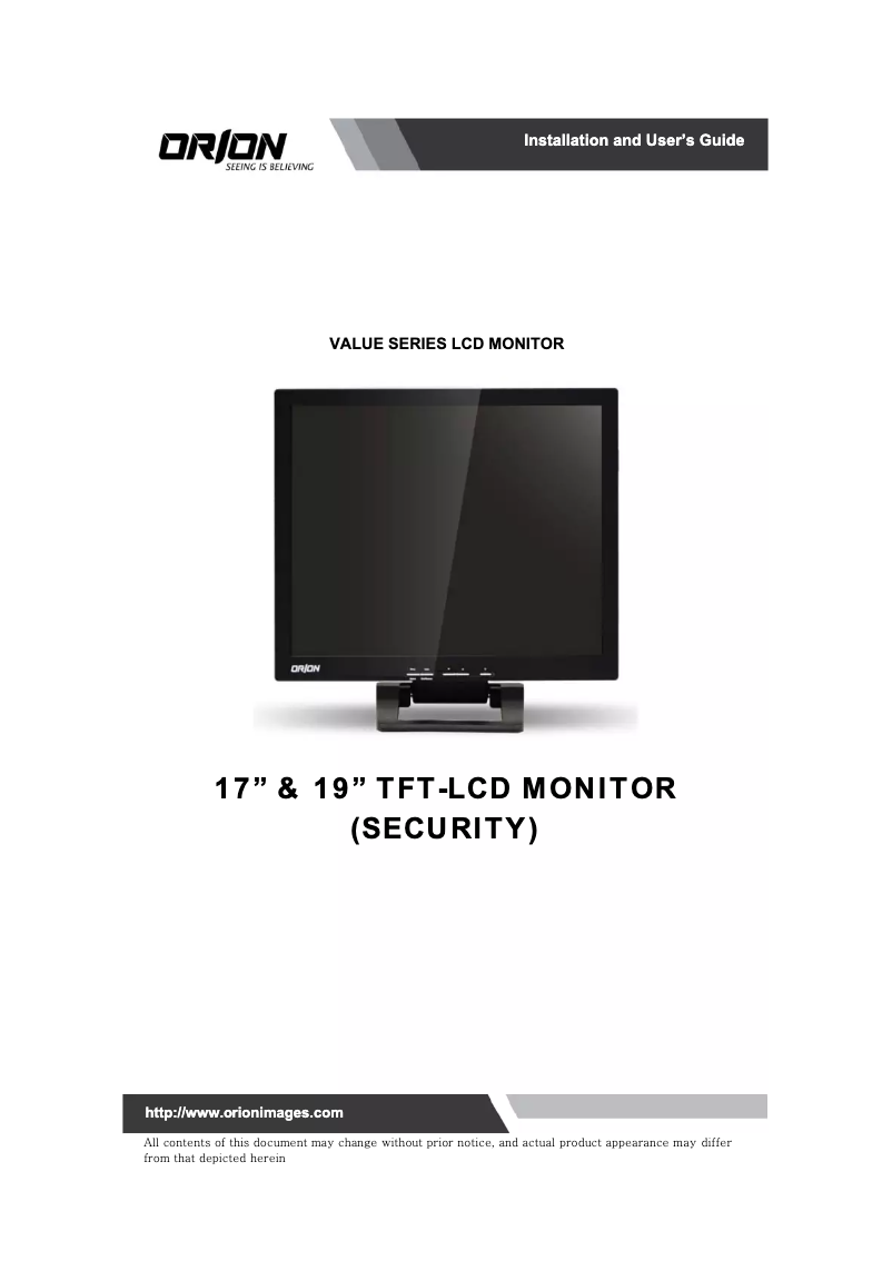 Page 1 de la notice Manuel utilisateur Orion Value 17RTV