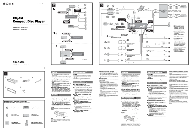 Image de la première page du manuel de l'appareil CDX-RA700