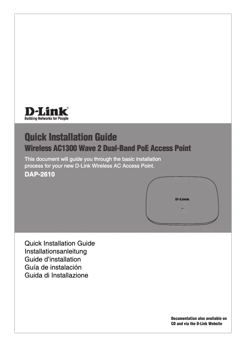 Page n°1 - Guide d'installation D-Link DAP-2610