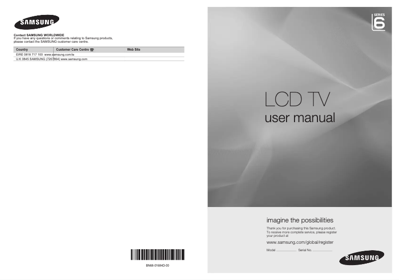Page 1 de la notice Manuel utilisateur Samsung LE40A686M1F