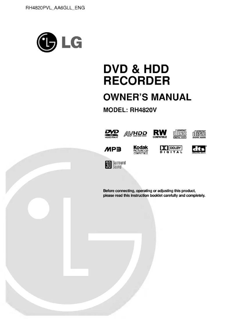 Page n°1 - Manuel utilisateur LG RH4820