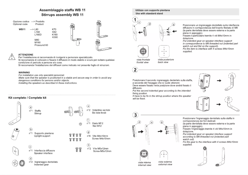 Page 1 de la notice Manuel utilisateur DB Technologies WB11