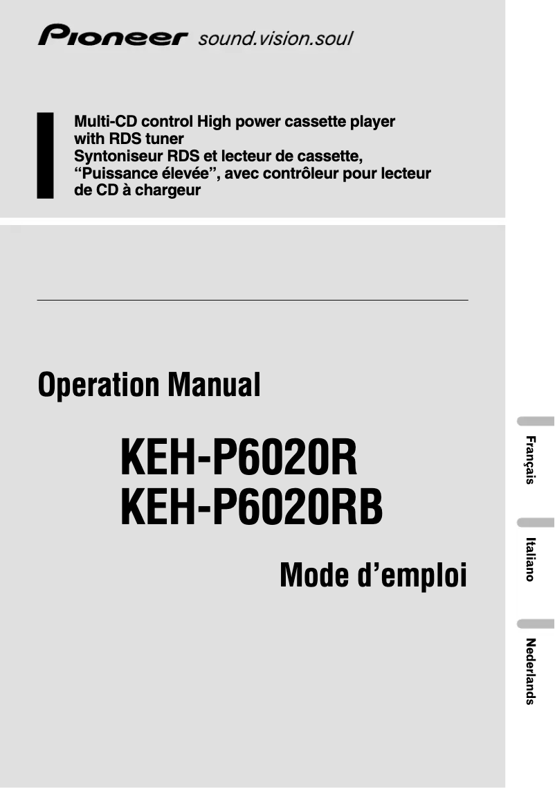 Image de la première page du manuel de l'appareil KEH-P6020RB