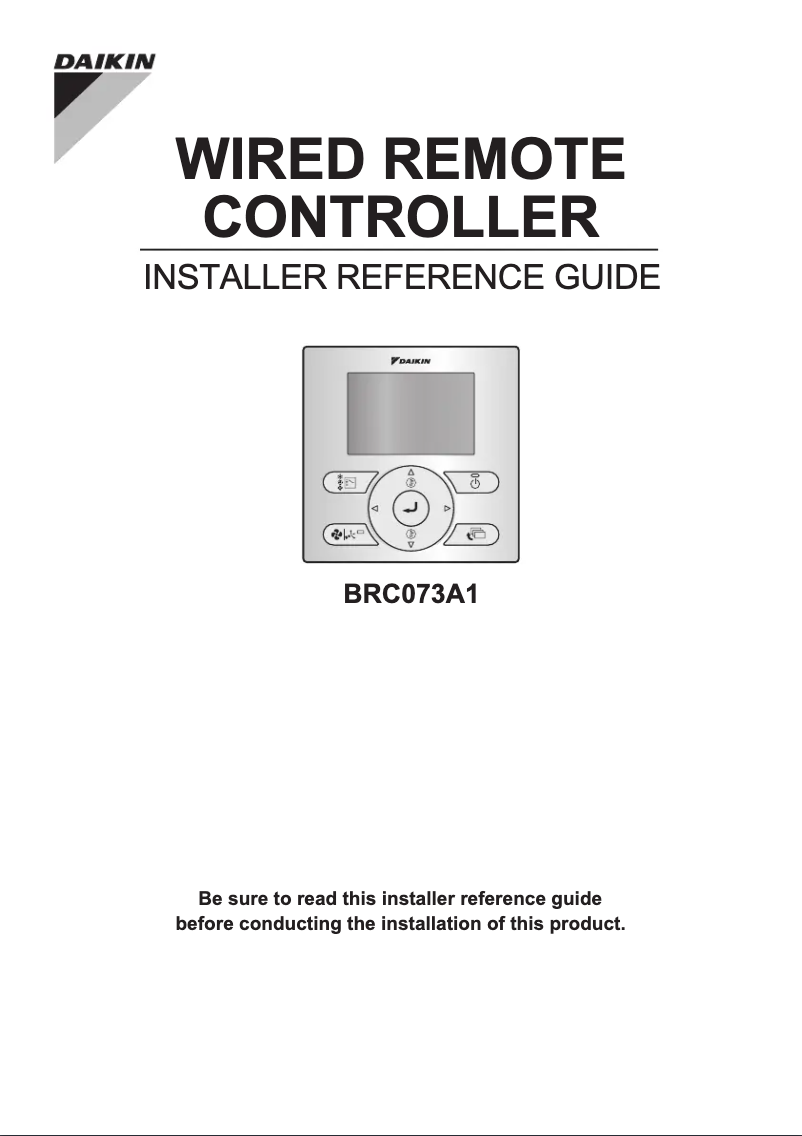 Page 1 de la notice Guide d'installation Daikin BRC073A1
