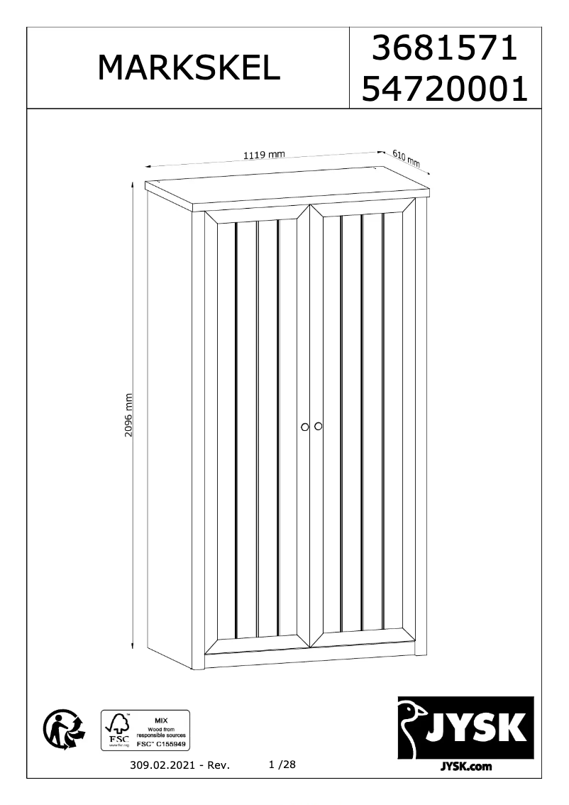 Página 1 del manual Manual de usuario JYSK MARKSKEL 112x210