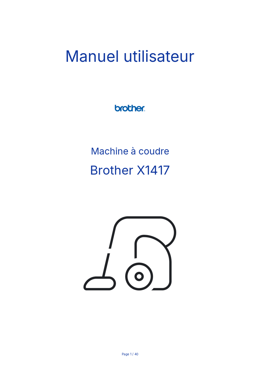 Page n°1 - Manuel utilisateur Brother X1417