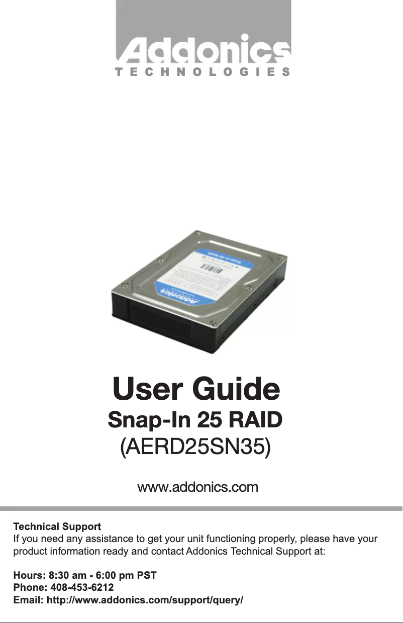 Page 1 de la notice Manuel utilisateur Addonics AERD25SN35