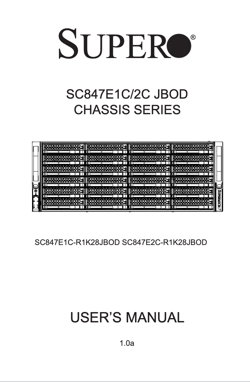 Page 1 de la notice Manuel utilisateur Supermicro Superchassis 847DE1C